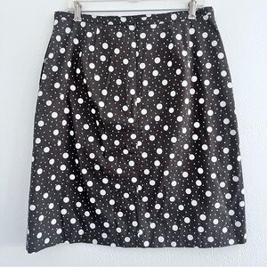 Boden Classic Brown and White Polka Dot Pencil Skirt Size 10